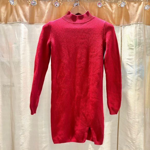 Women's Red Turtleneck Sweater Dress Forever 21 Size S Pre-Owned with Slit - Picture 1 of 8